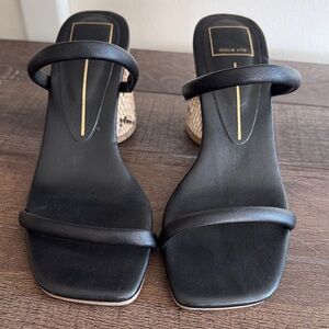 Dolce Vita Black and Tan Heeled Sandals